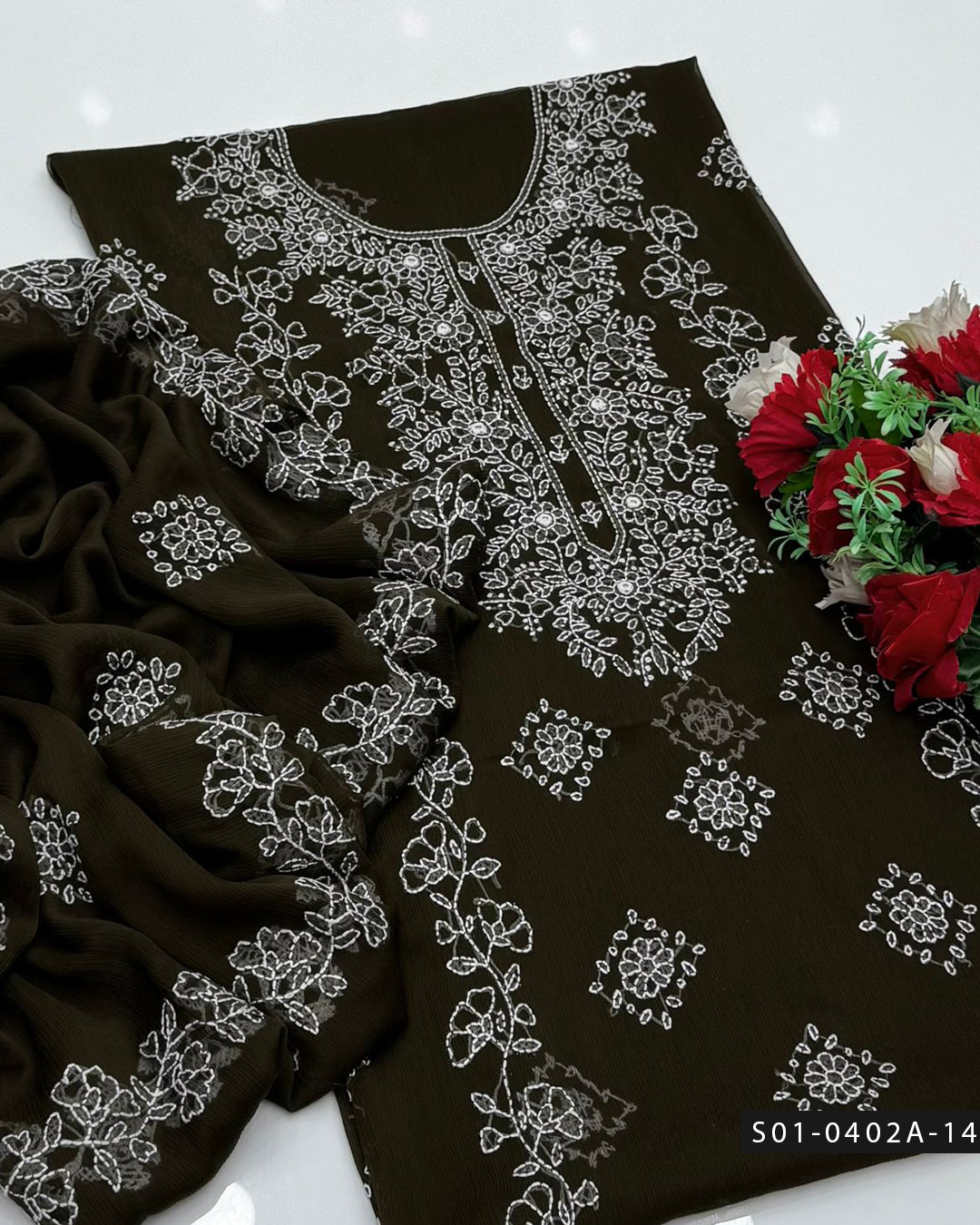 Handmade 2 PC Unstitched Chiffon Dress Collection