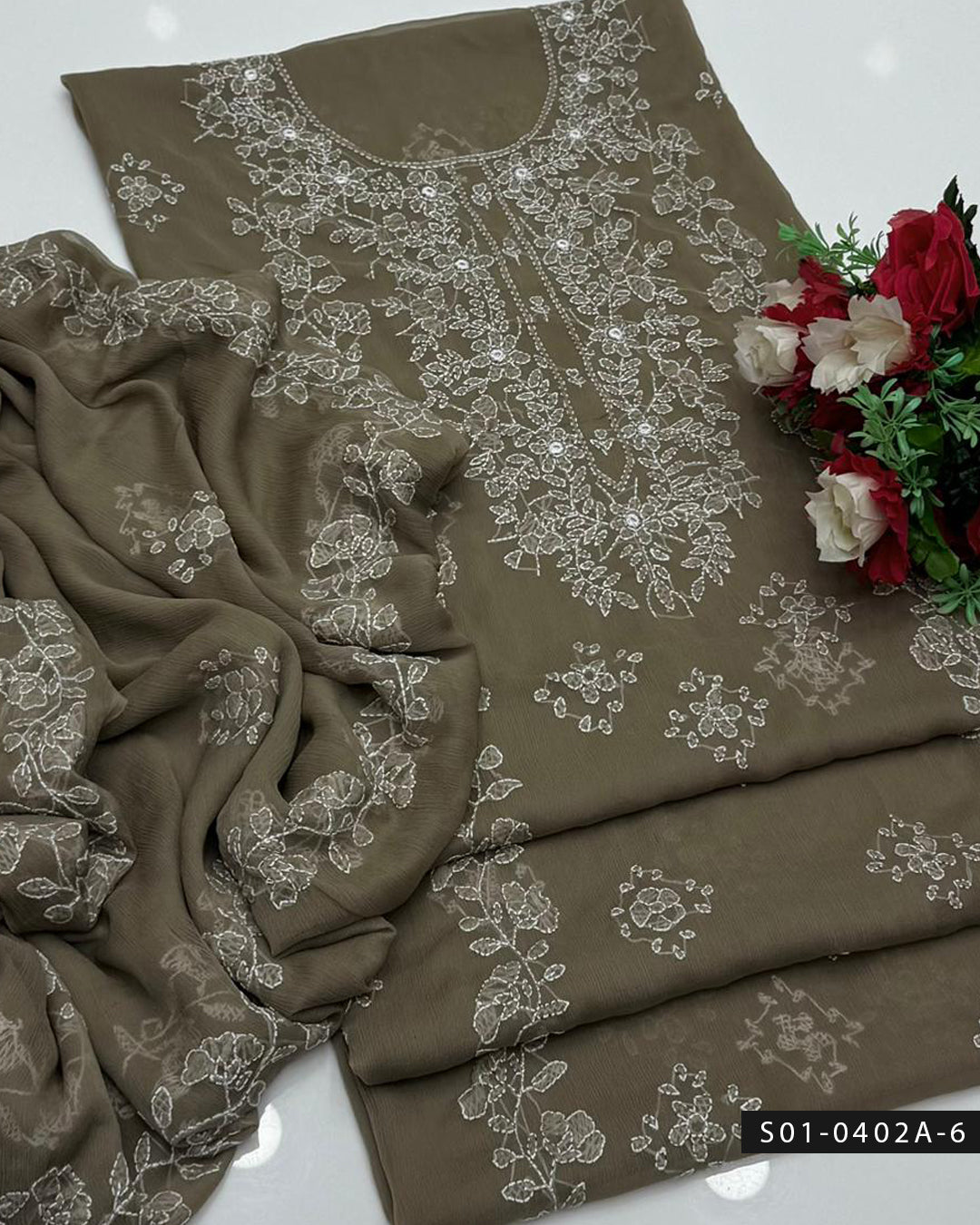 Handmade 2 PC Unstitched Chiffon Dress Collection