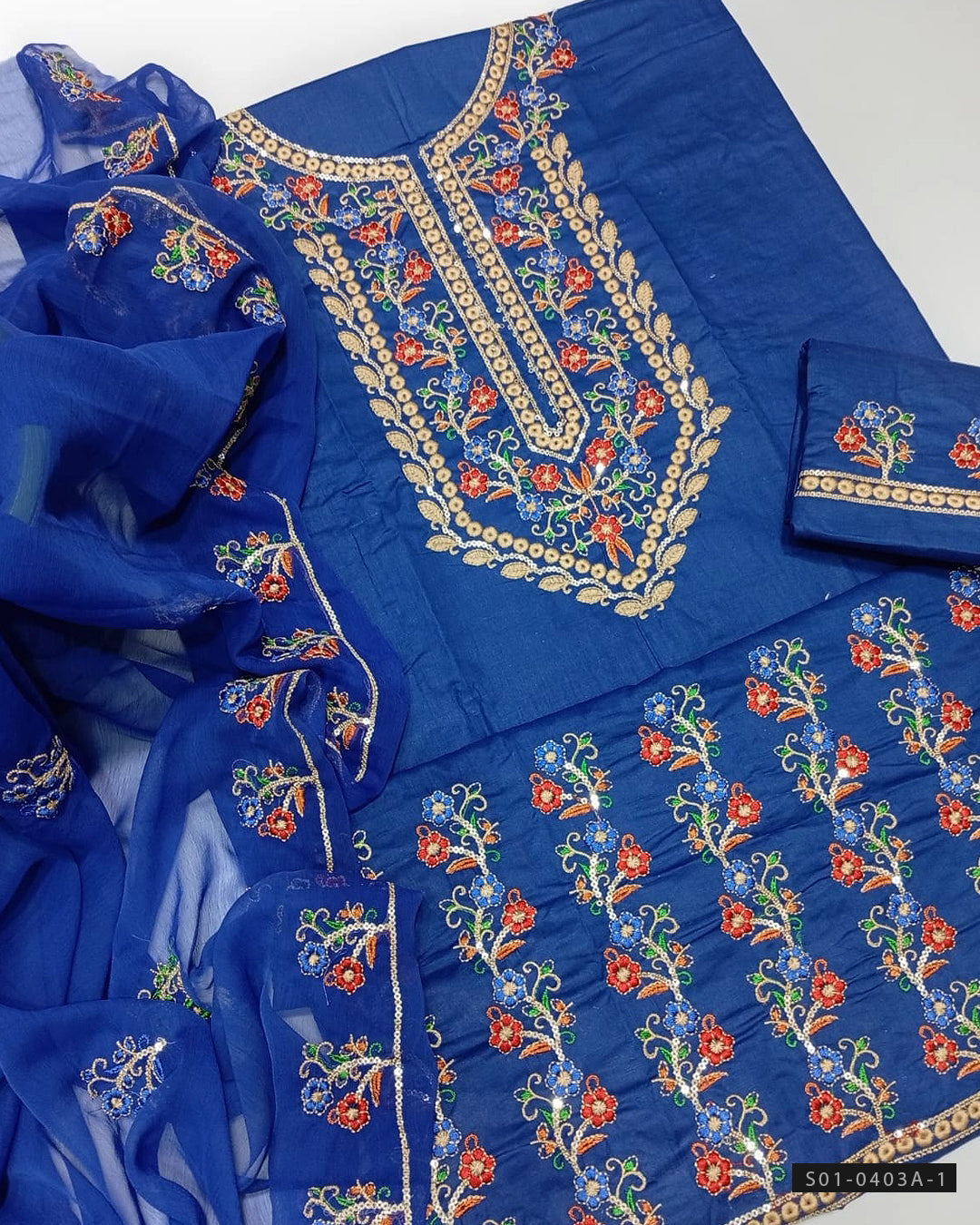 3 PC Unstitched Machine Embroidered Lawn Dress Collection