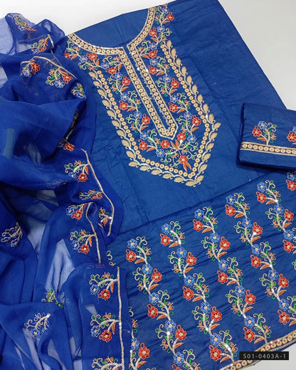 3 PC Unstitched Machine Embroidered Lawn Dress Collection