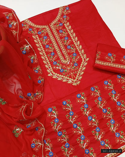 3 PC Unstitched Machine Embroidered Lawn Dress Collection