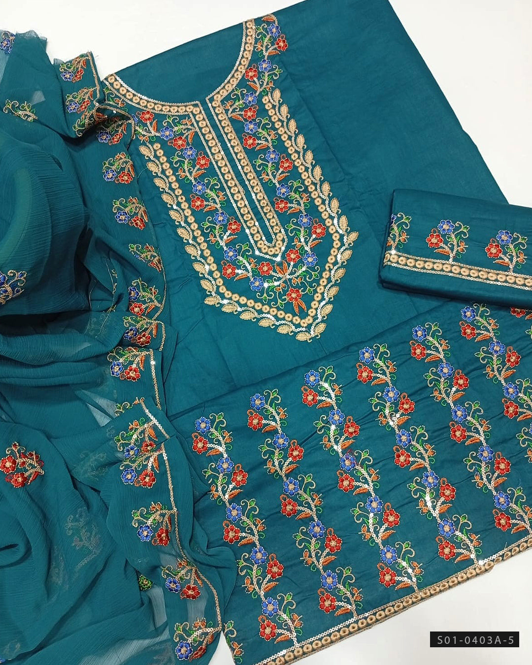 3 PC Unstitched Machine Embroidered Lawn Dress Collection