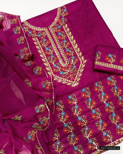 3 PC Unstitched Machine Embroidered Lawn Dress Collection