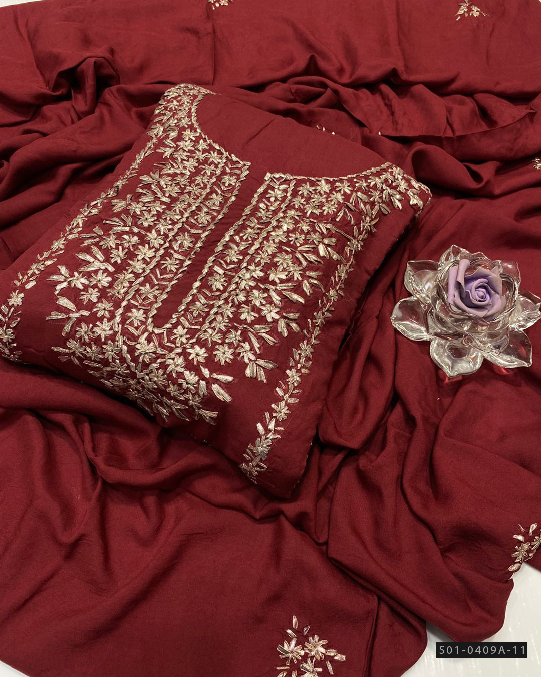 Handmade 3 PC Unstitched Linen Dress Collection