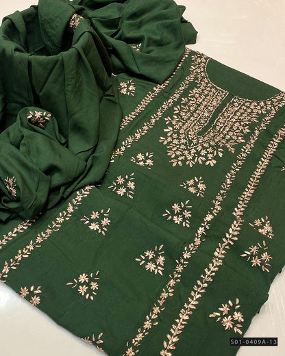 Handmade 3 PC Unstitched Linen Dress Collection