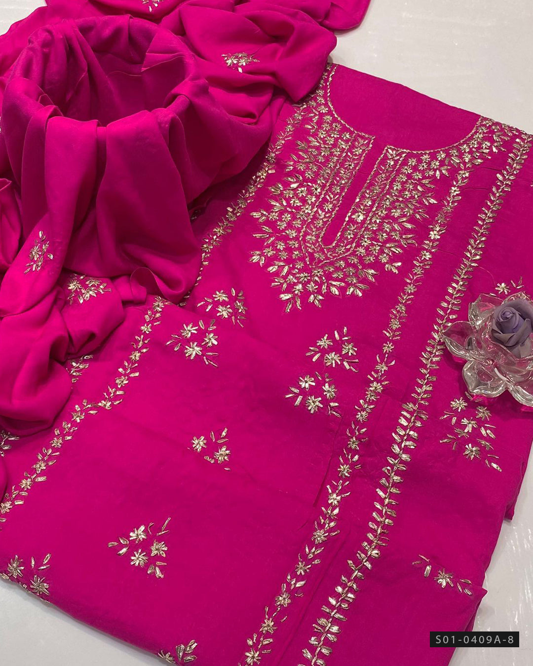 Handmade 3 PC Unstitched Linen Dress Collection
