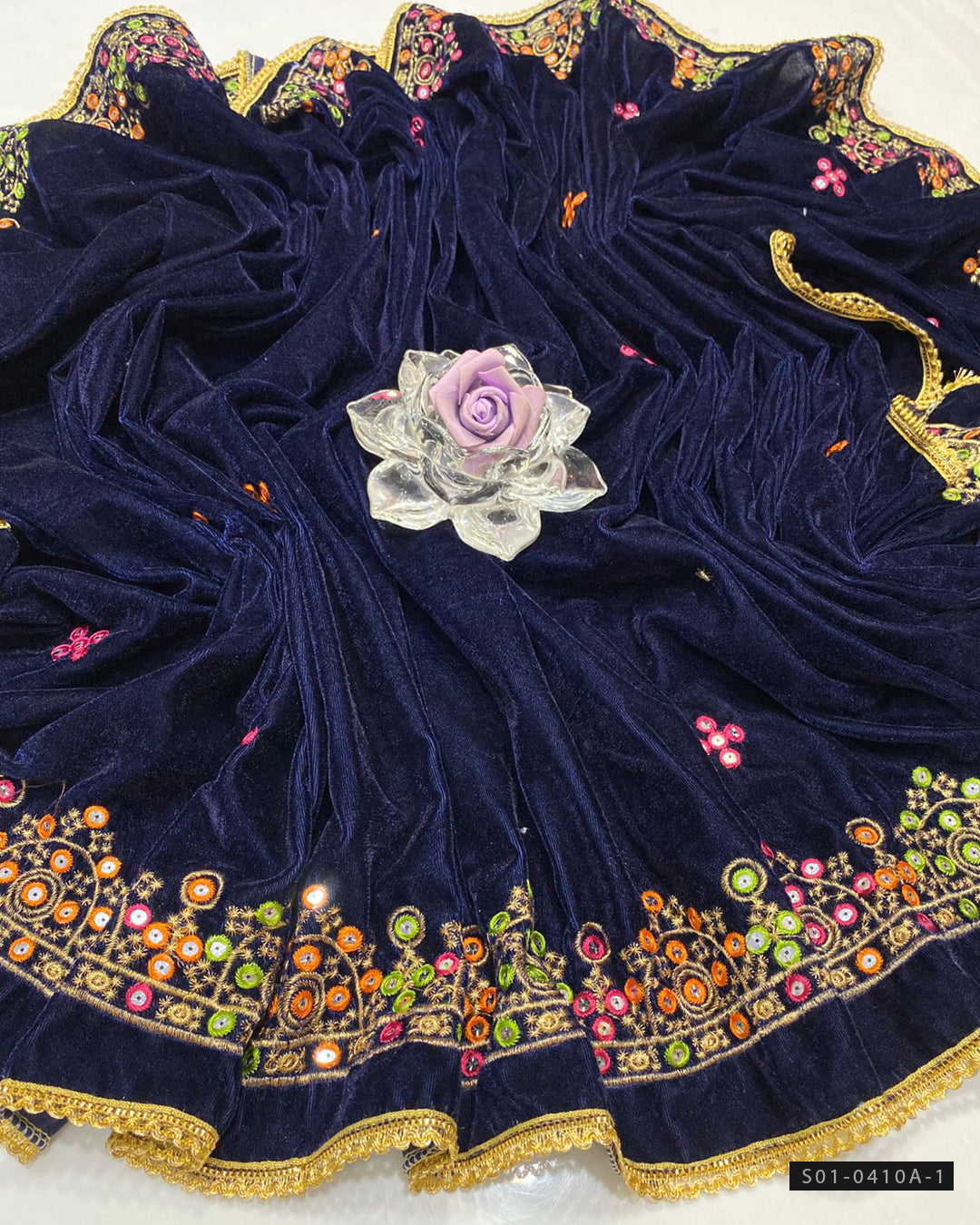 Velvet Pani Sheesha Embroidered Shawl