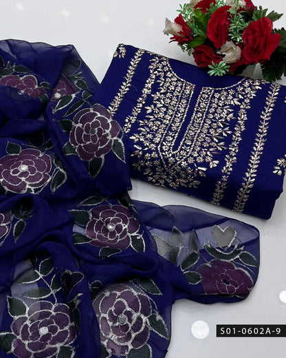 3PC Hand-Embroidered Lawn Suit with Hand-Painted Dupatta