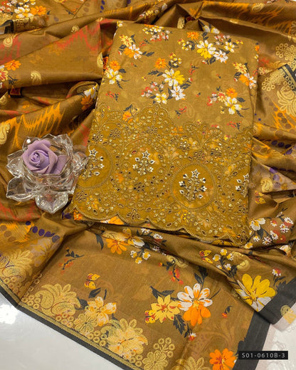 3 PC Unstitched Linen Dress Collection