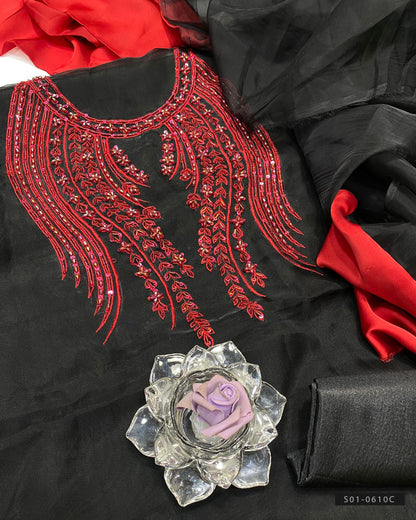 Handmade 3 PC Unstitched Fancy Dress Collection