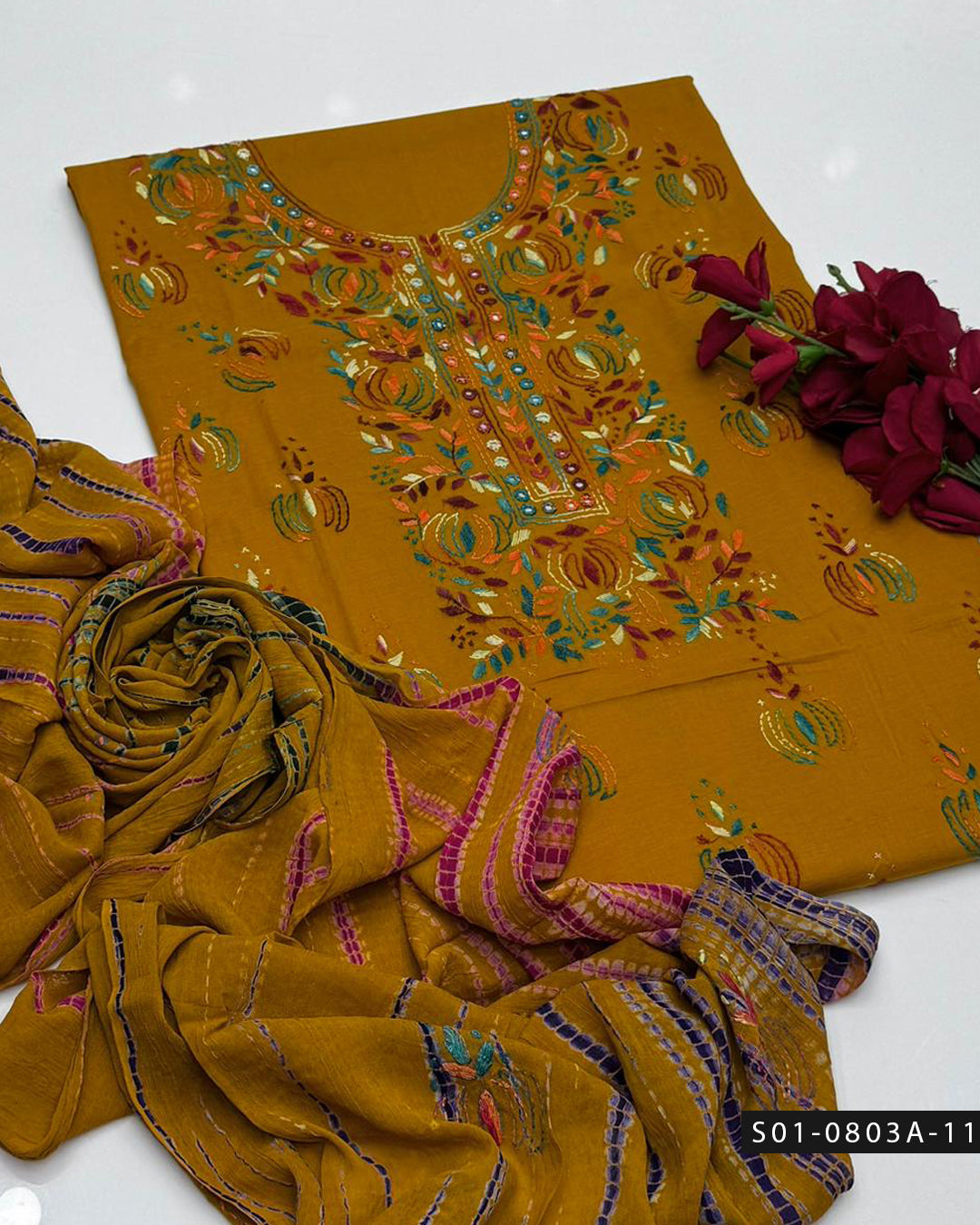 3PC Lawn Handmade Shadow Pakka Embroidered Dress