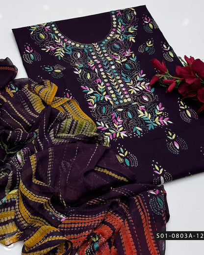 3PC Lawn Handmade Shadow Pakka Embroidered Dress