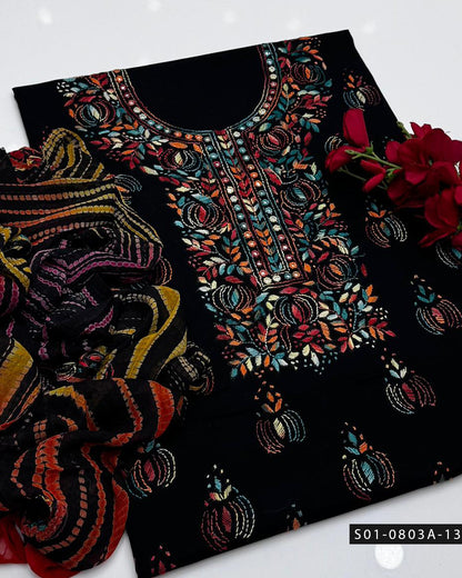 3PC Lawn Handmade Shadow Pakka Embroidered Dress