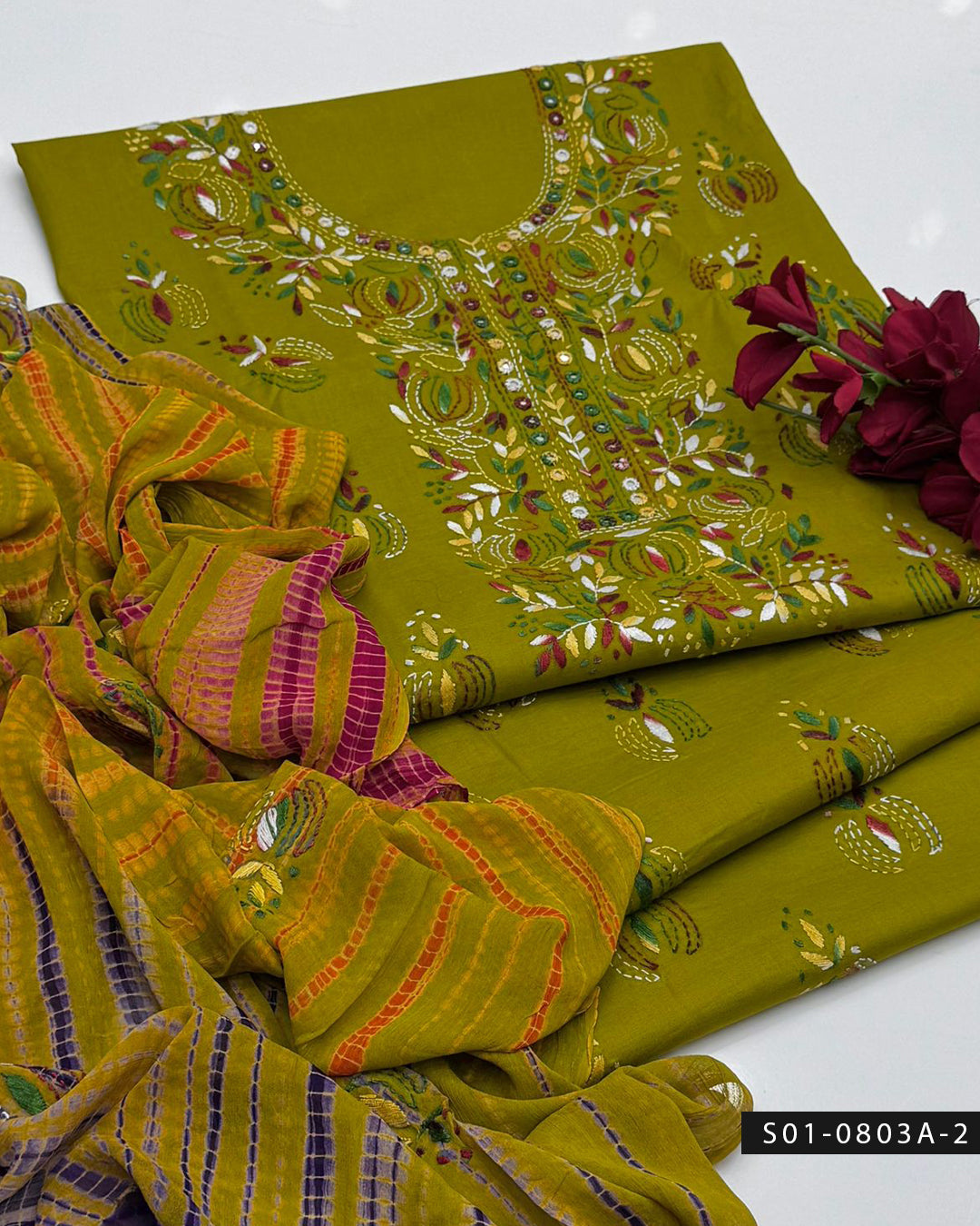 3PC Lawn Handmade Shadow Pakka Embroidered Dress