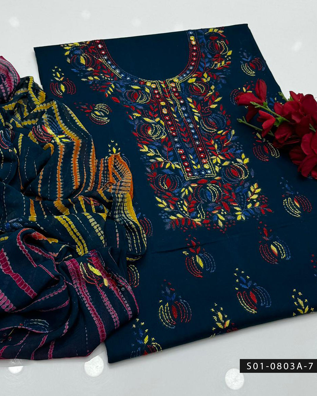3PC Lawn Handmade Shadow Pakka Embroidered Dress