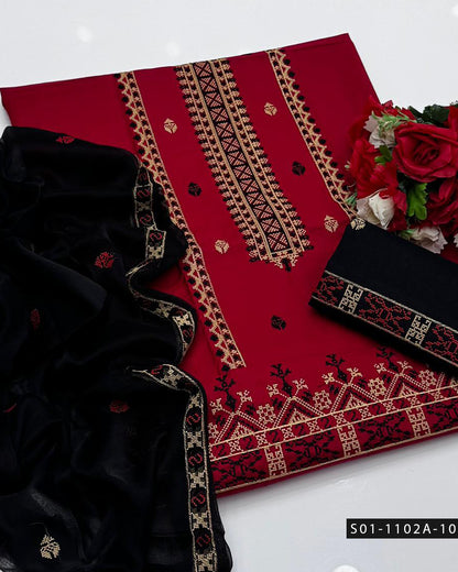 Machine Embroidery 3 PC Lawn Dress