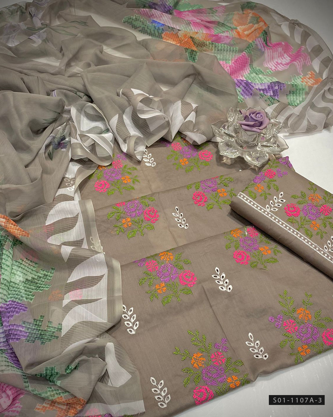 3 PC Unstitched Lawn Dress