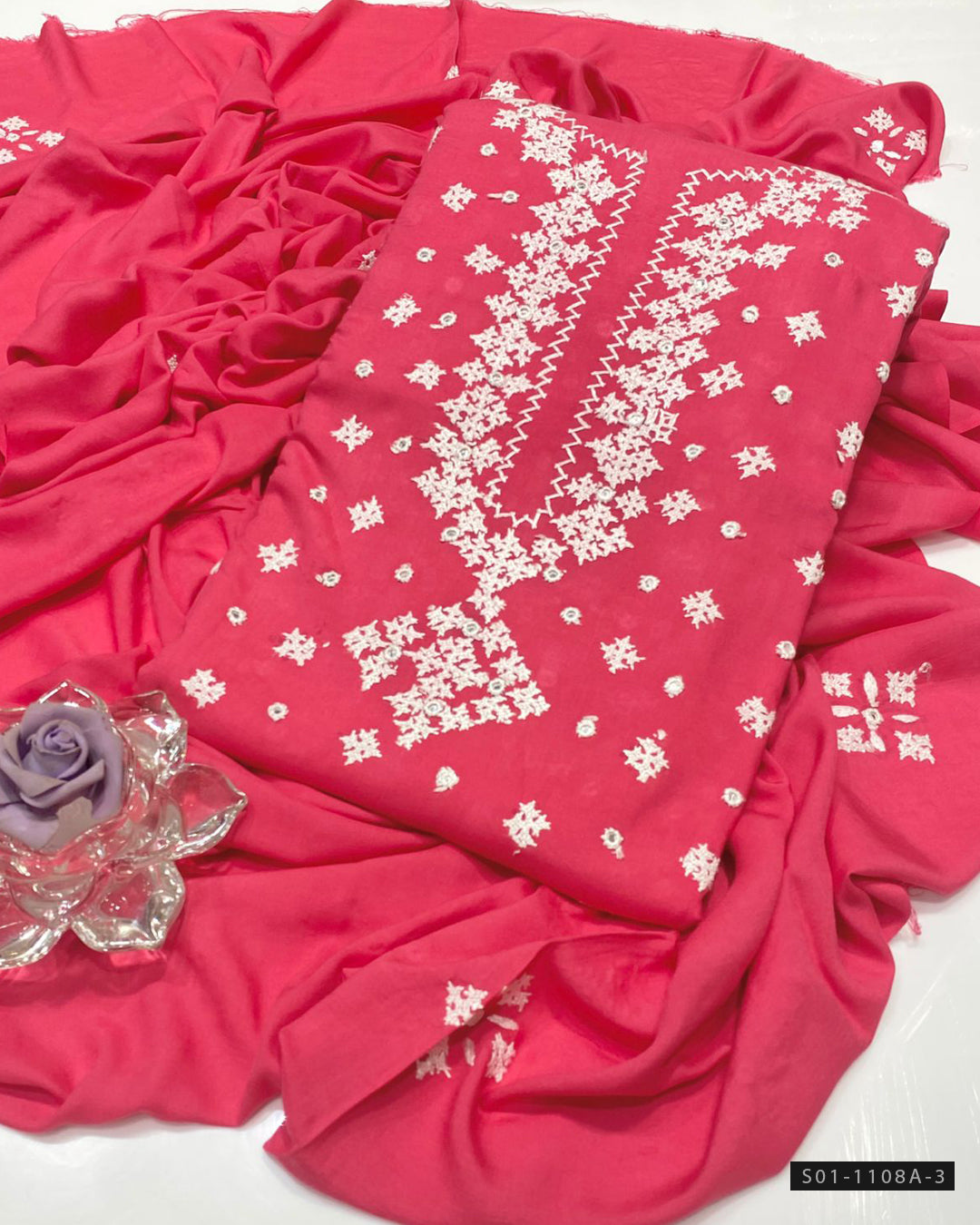 Handmade 3 PC Unstitched Linen Dress Collection