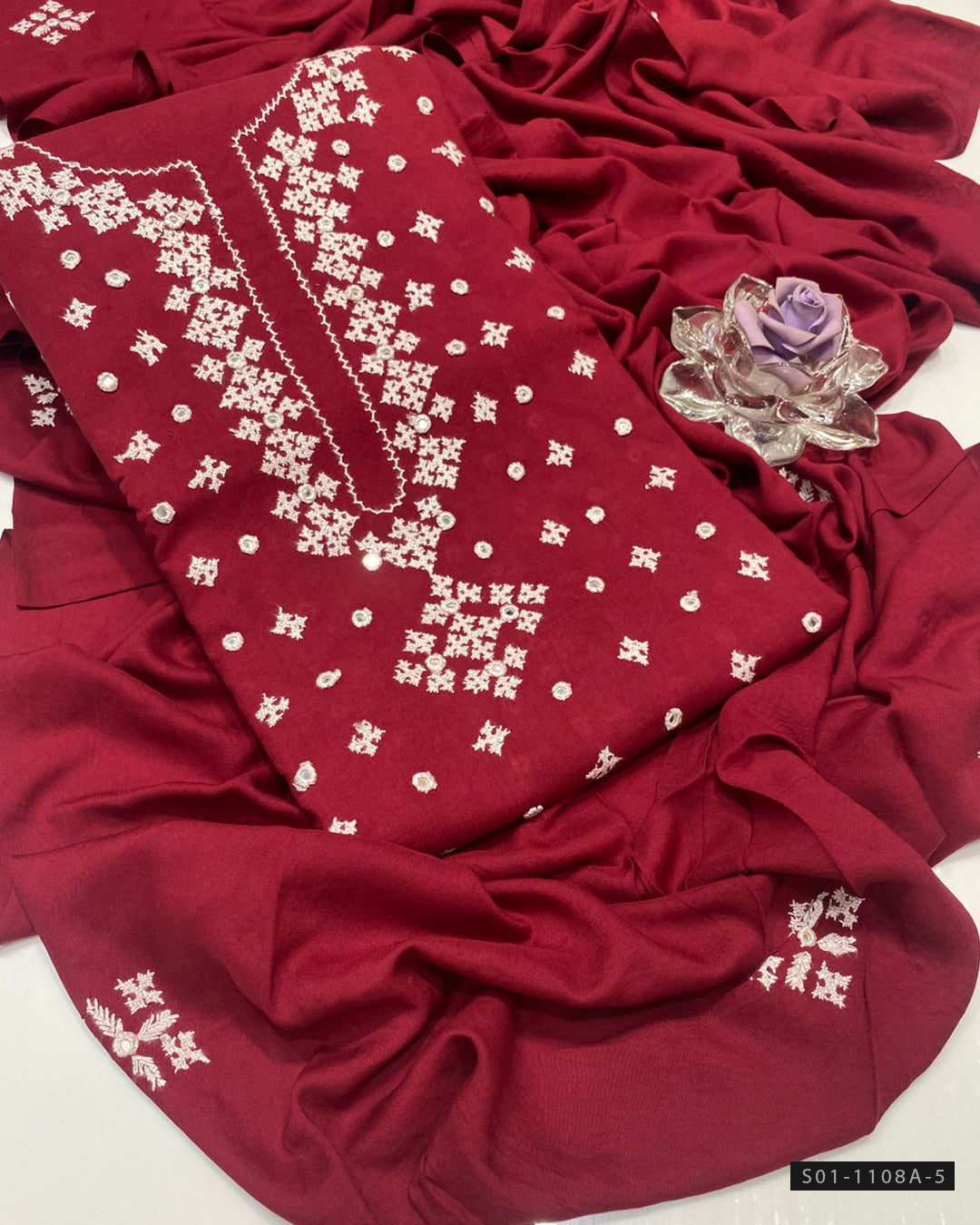 Handmade 3 PC Unstitched Linen Dress Collection