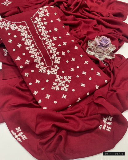 Handmade 3 PC Unstitched Linen Dress Collection