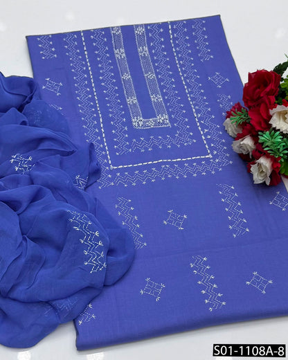 ✨ Premium 3 PC Unstitched Lawn Suit — Handmade Kacha Tanka & Tarkashi Embroidery