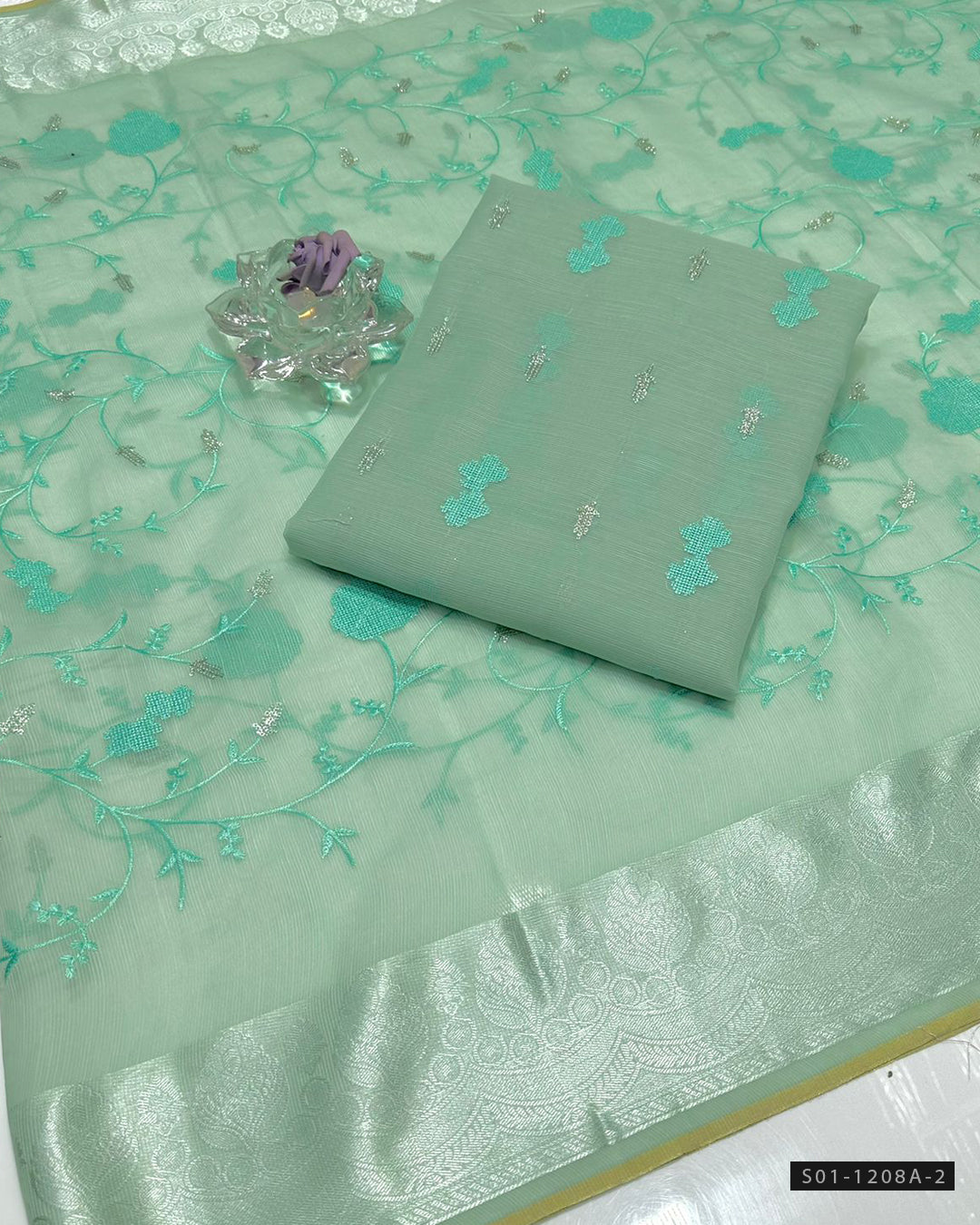 2 PC Unstitched Khadi Net Dress