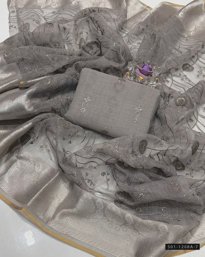 2 PC Unstitched Khadi Net Dress
