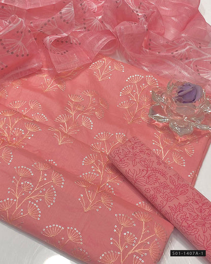 Machine Embrodiered 3 PC Unstitched Lawn Dress