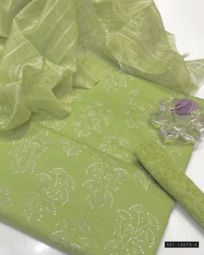 Machine Embrodiered 3 PC Unstitched Lawn Dress
