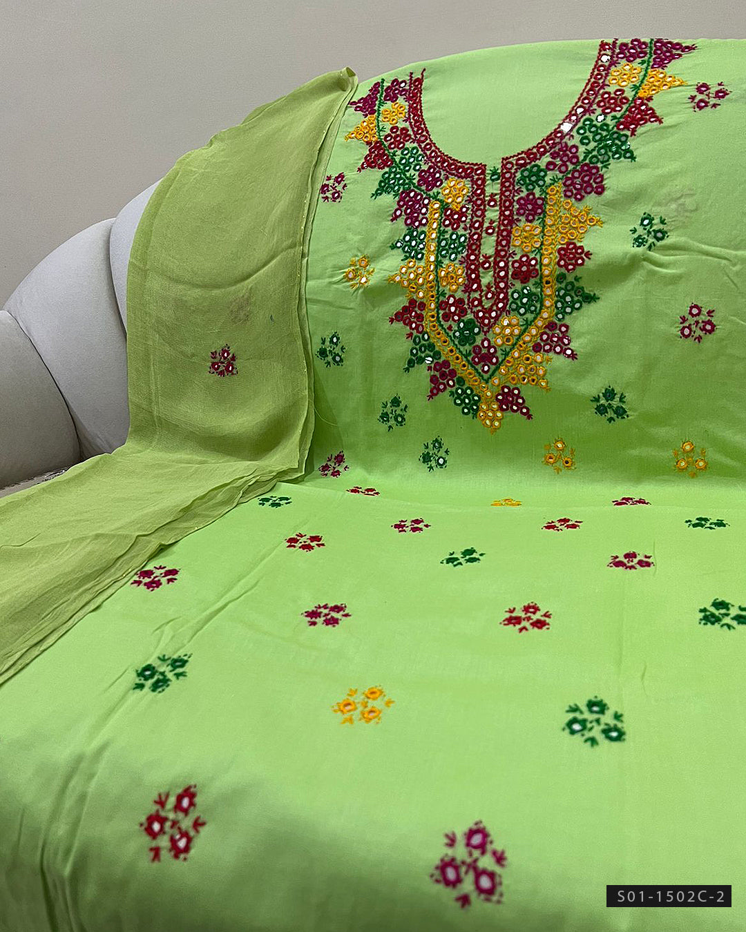 3 PC Unstitched Hand Embroidered Lawn Dress Collection