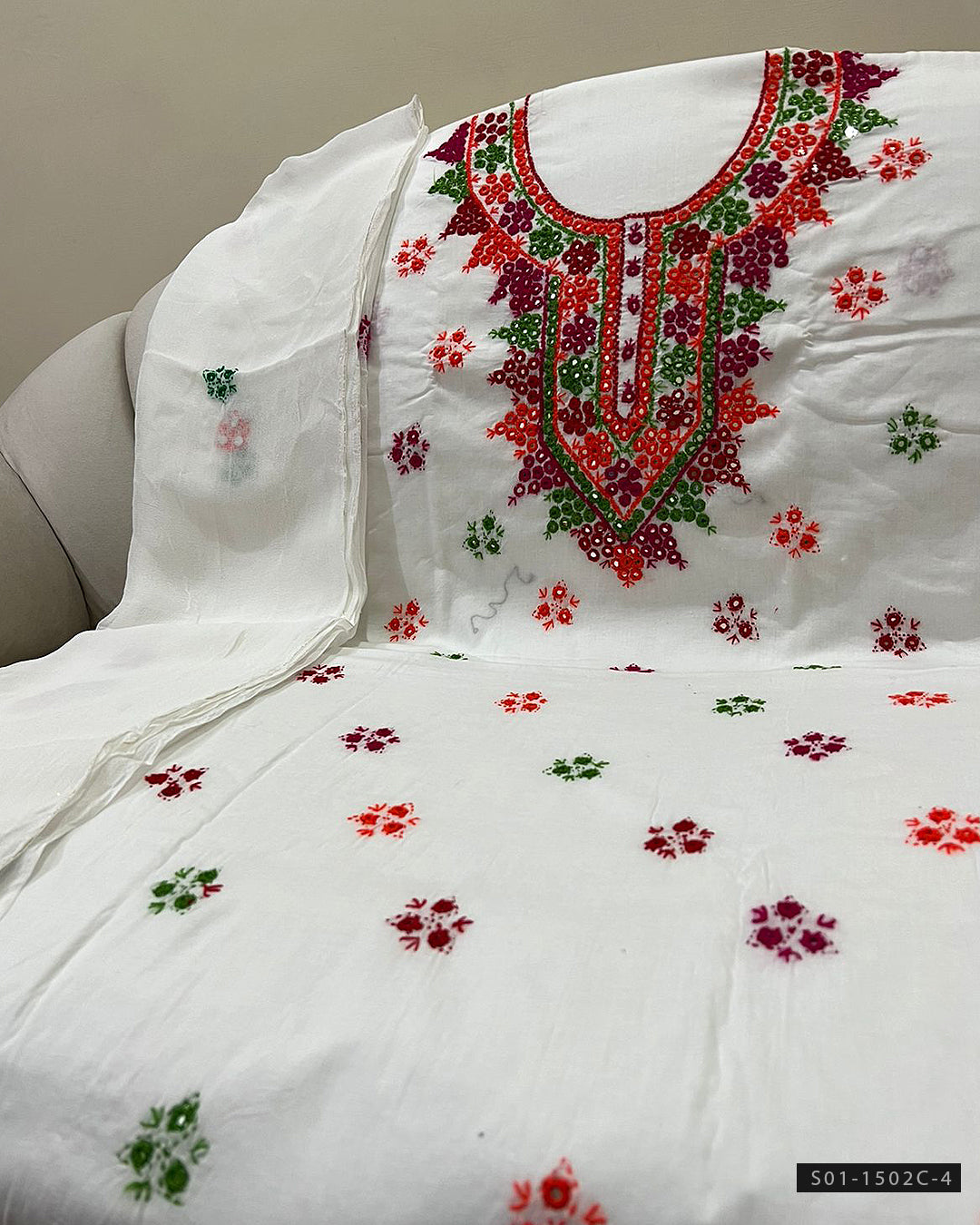 3 PC Unstitched Hand Embroidered Lawn Dress Collection