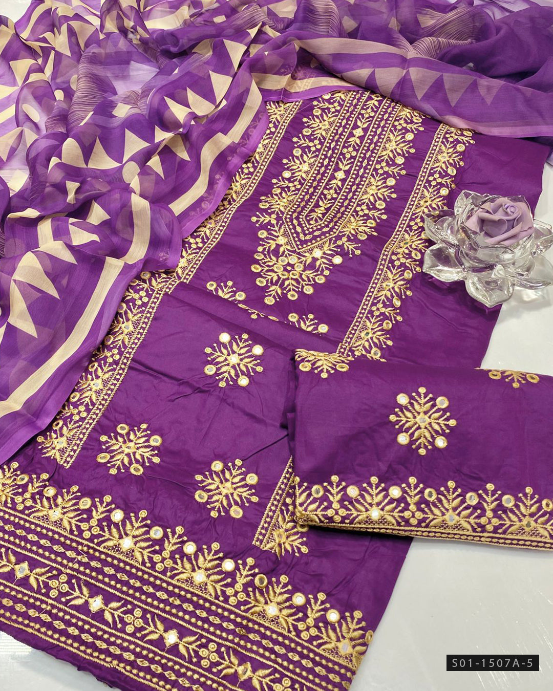 3 PC Unstitched Pure Lawn Dress
