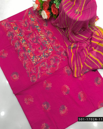 Handmade Shadow Work Sheesha 3PC Lawn Suit with Chiffon Dupatta