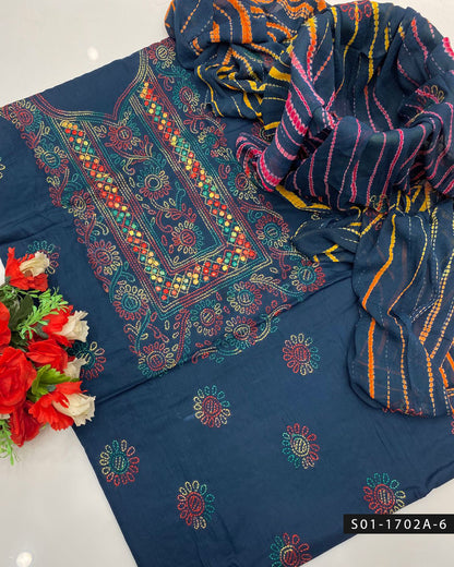 Handmade Shadow Work Sheesha 3PC Lawn Suit with Chiffon Dupatta