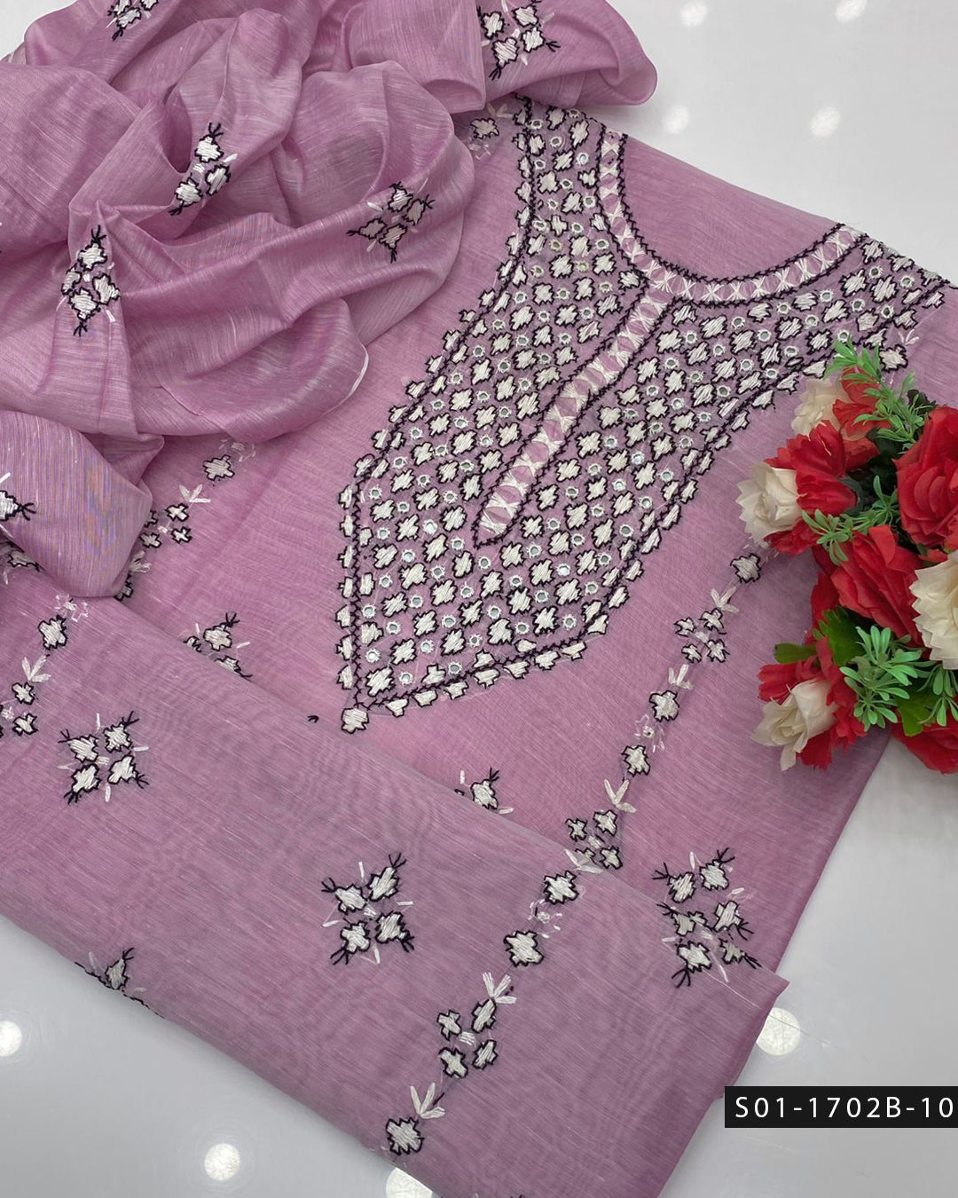 Handmade Gulla Sitta Embroidered 2PC Paper Cotton Suit