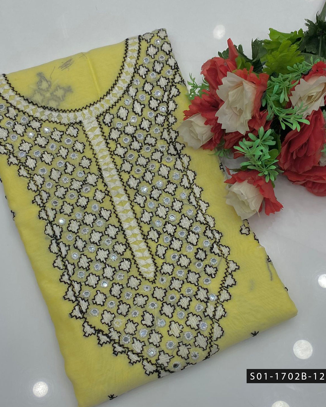 Handmade Gulla Sitta Embroidered 2PC Paper Cotton Suit