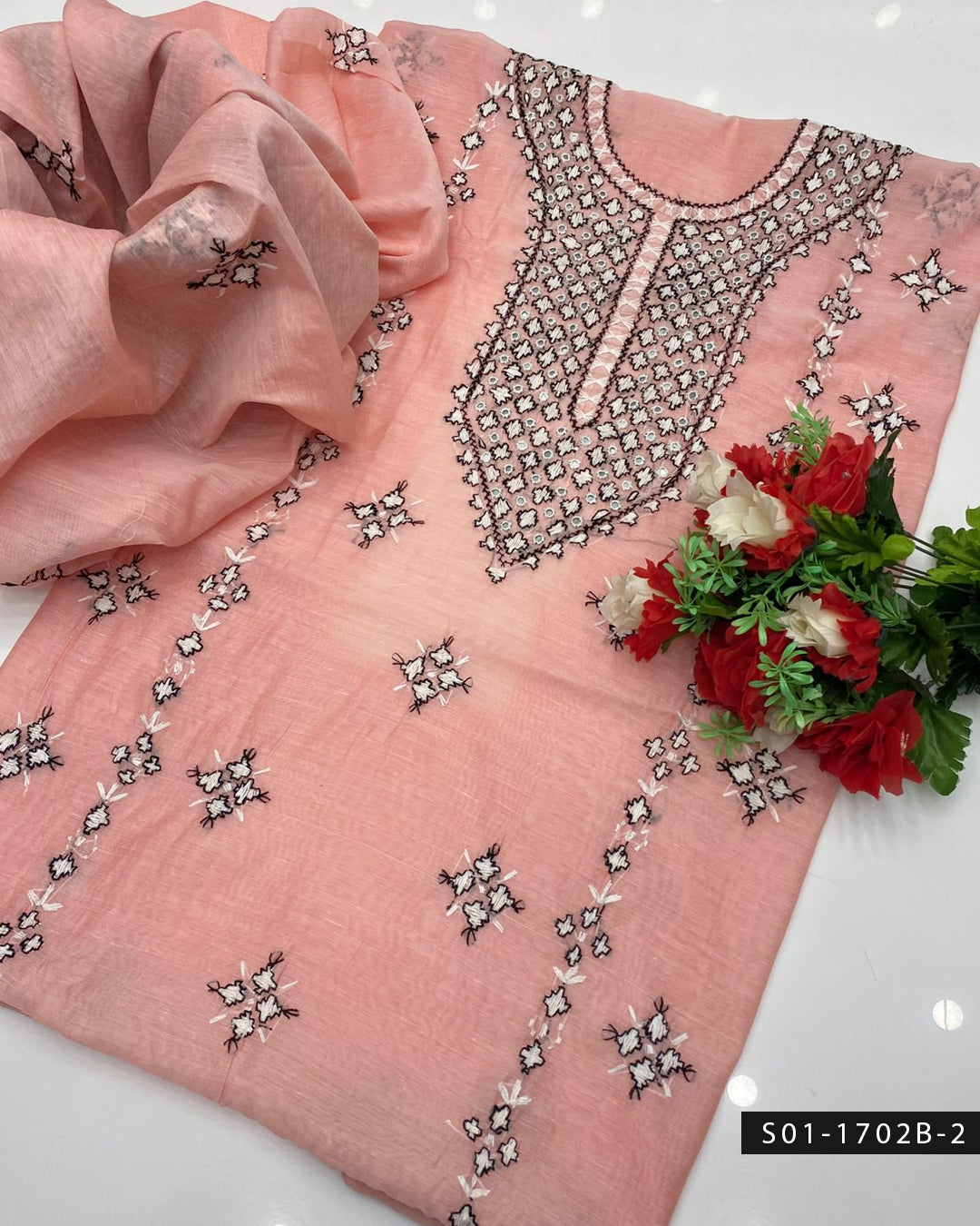Handmade Gulla Sitta Embroidered 2PC Paper Cotton Suit