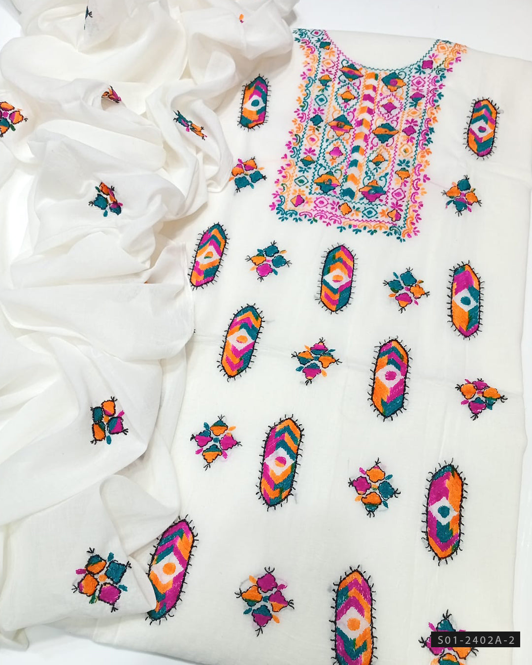3 PC Unsitched Hand Embroiderd Pure Lawn Dress Collection
