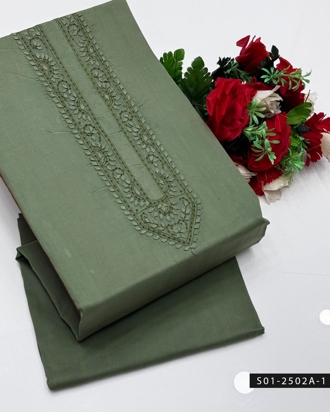 Cotton Handmade Applique Patti Suit – Gents Eid Collection