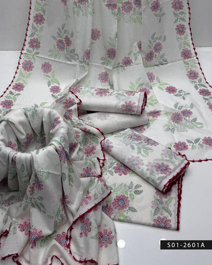 Kacha Sheesha Lawn White Dupatta