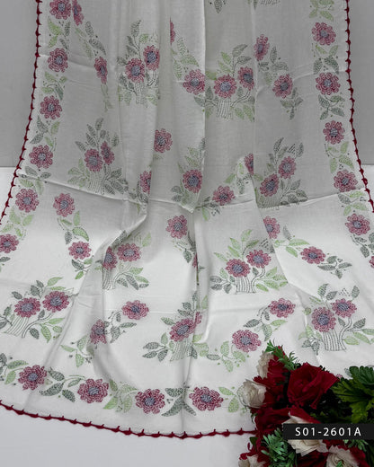 Kacha Sheesha Lawn White Dupatta