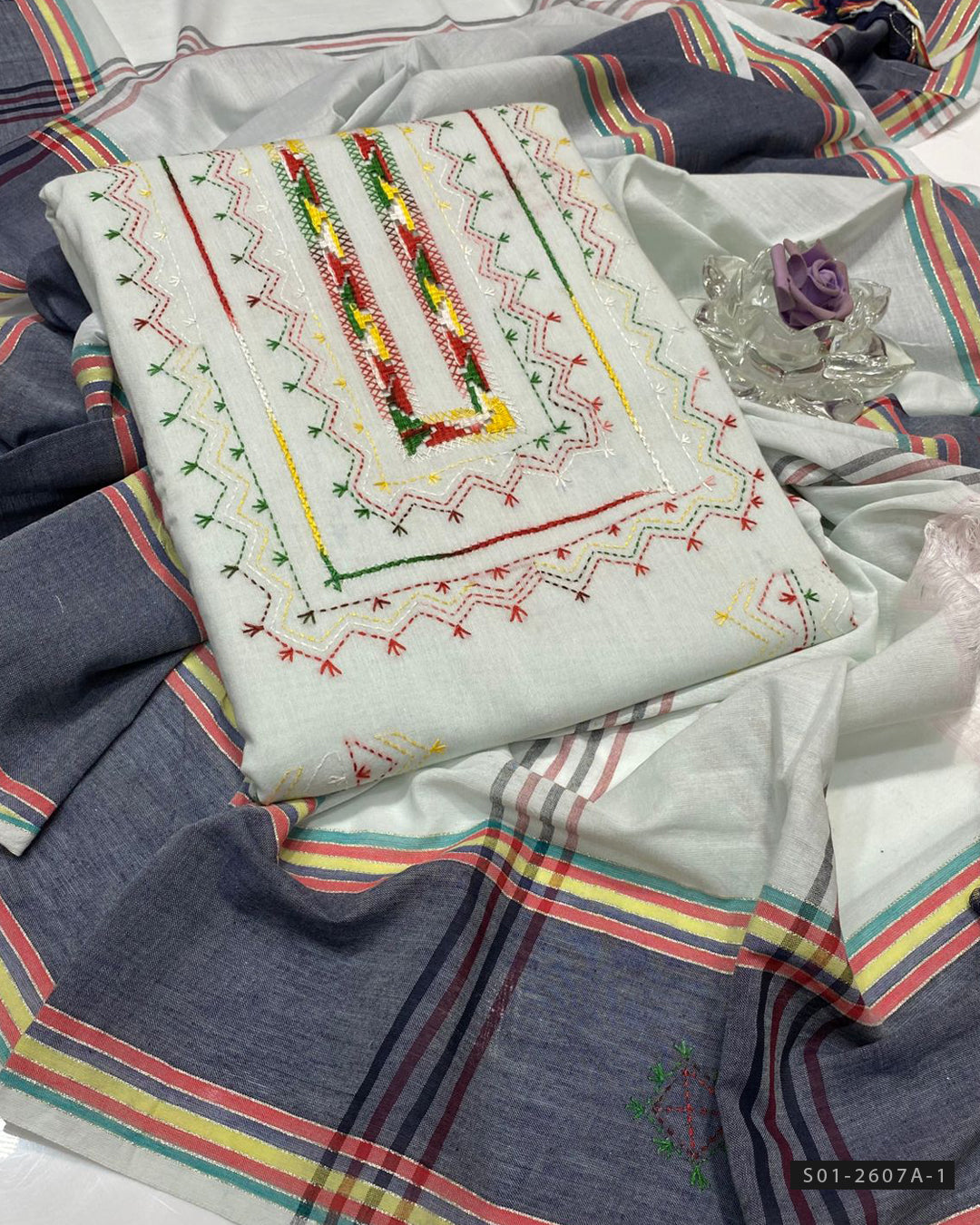 Handmade 3 PC Unstitched Khadi Lawn Dress Collection