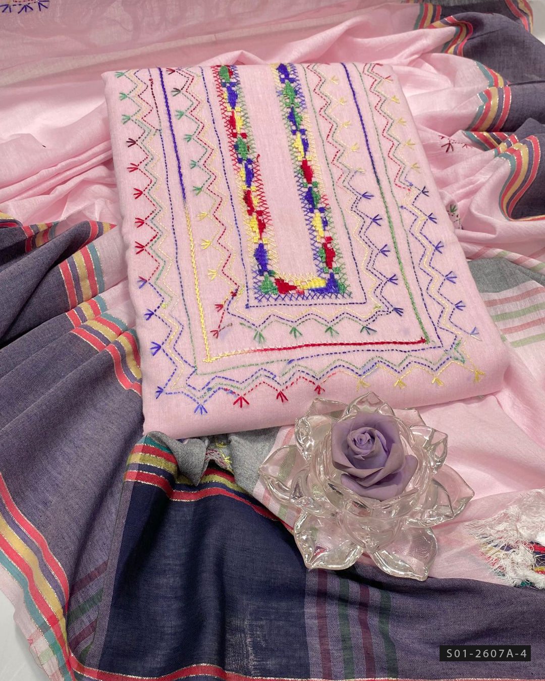 Handmade 3 PC Unstitched Khadi Lawn Dress Collection