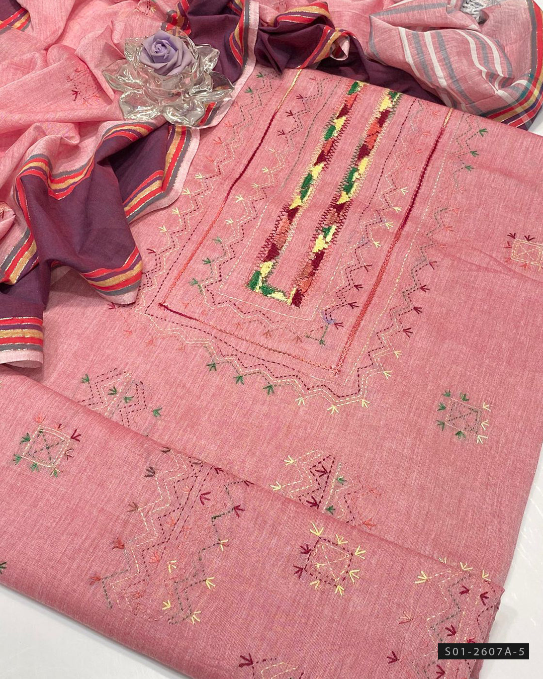 Handmade 3 PC Unstitched Khadi Lawn Dress Collection