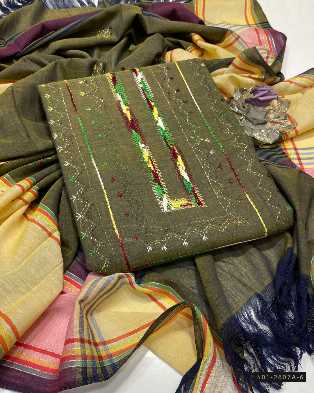 Handmade 3 PC Unstitched Khadi Lawn Dress Collection