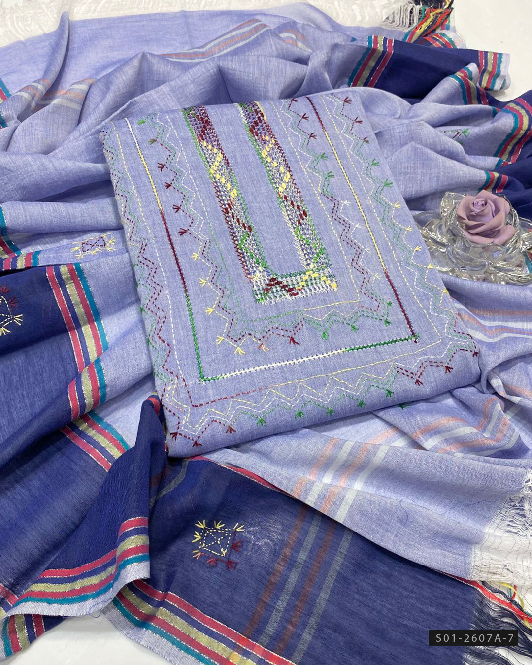 Handmade 3 PC Unstitched Khadi Lawn Dress Collection