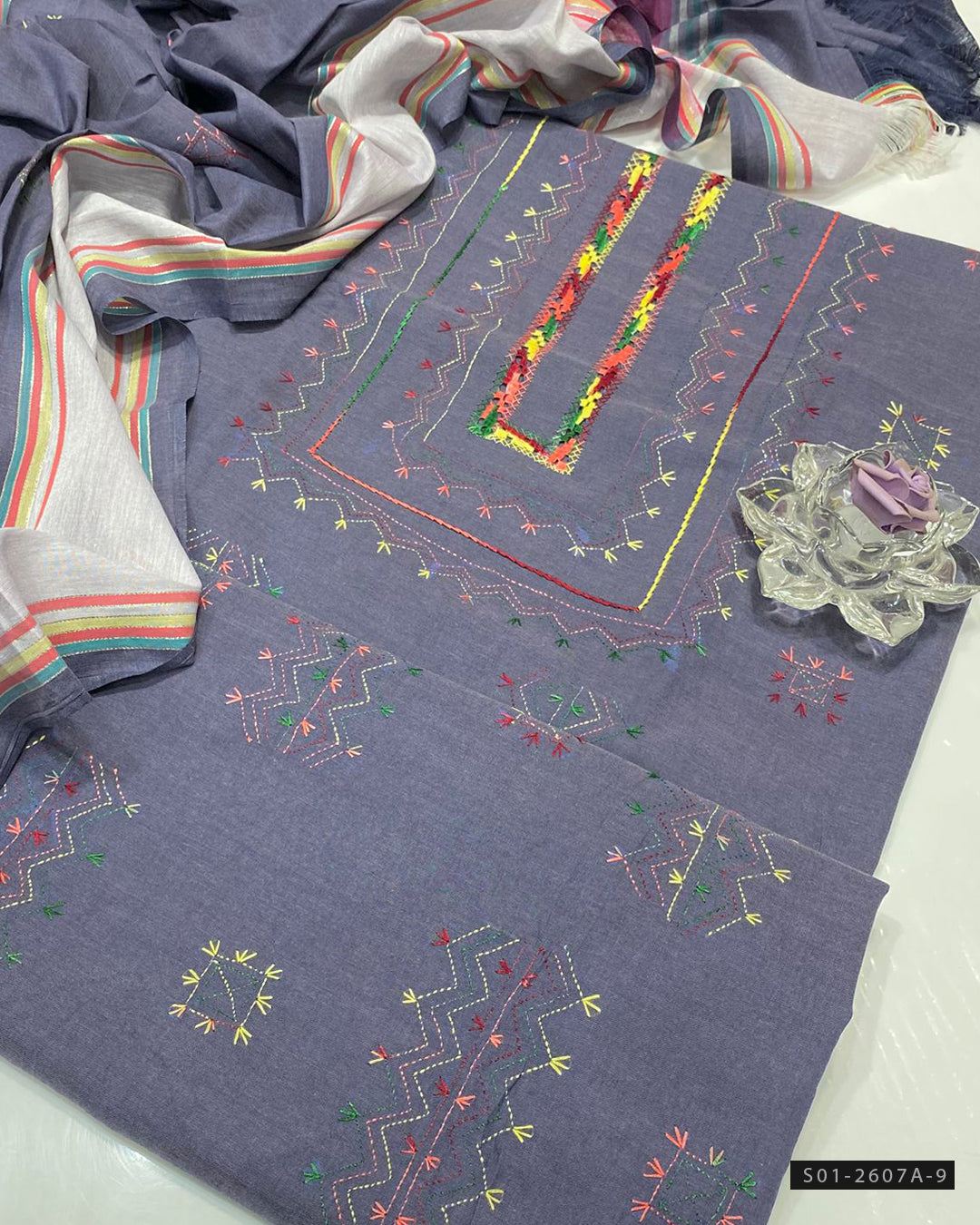 Handmade 3 PC Unstitched Khadi Lawn Dress Collection