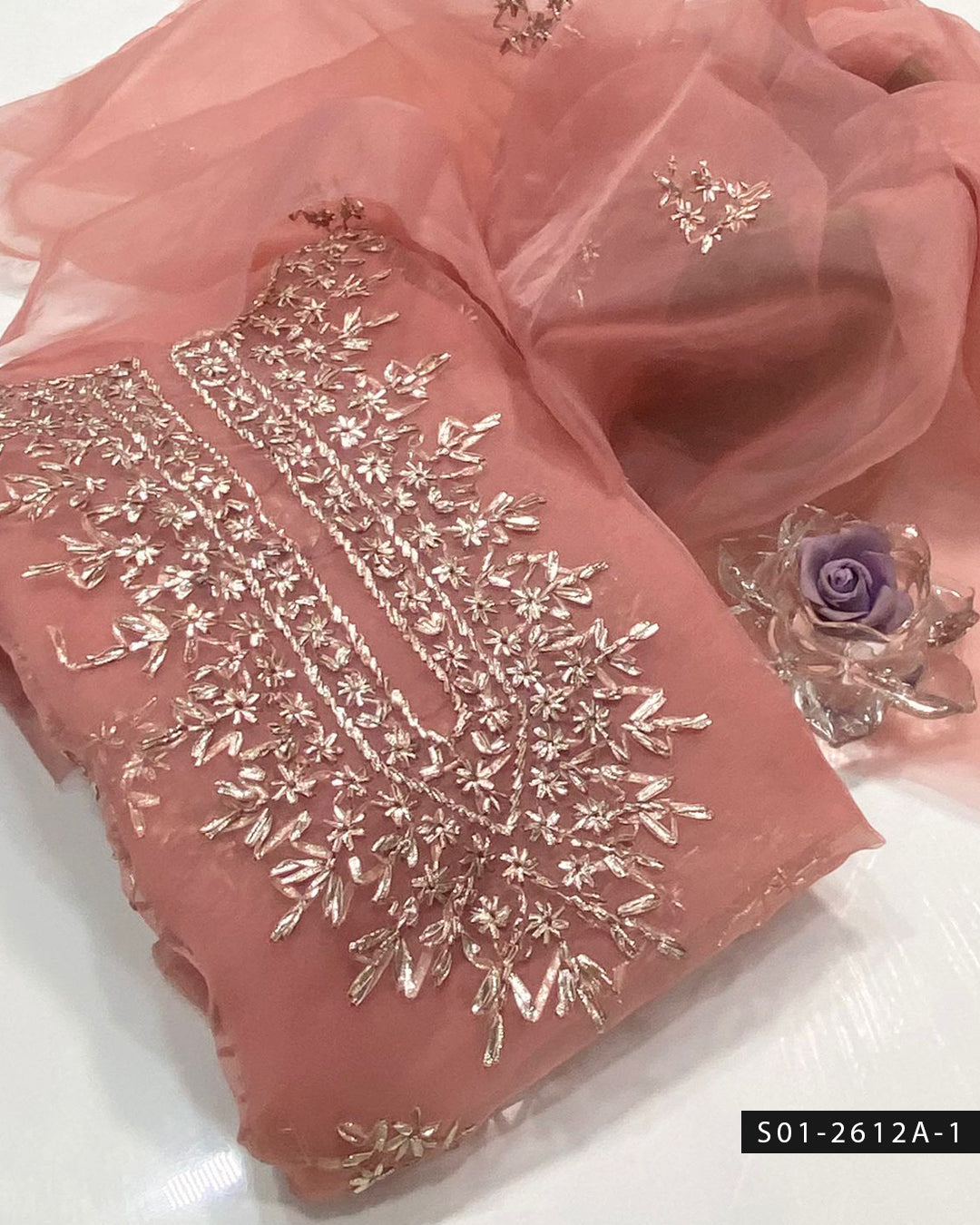 Handmade 2 PC Unstitched Organza Dress Collection