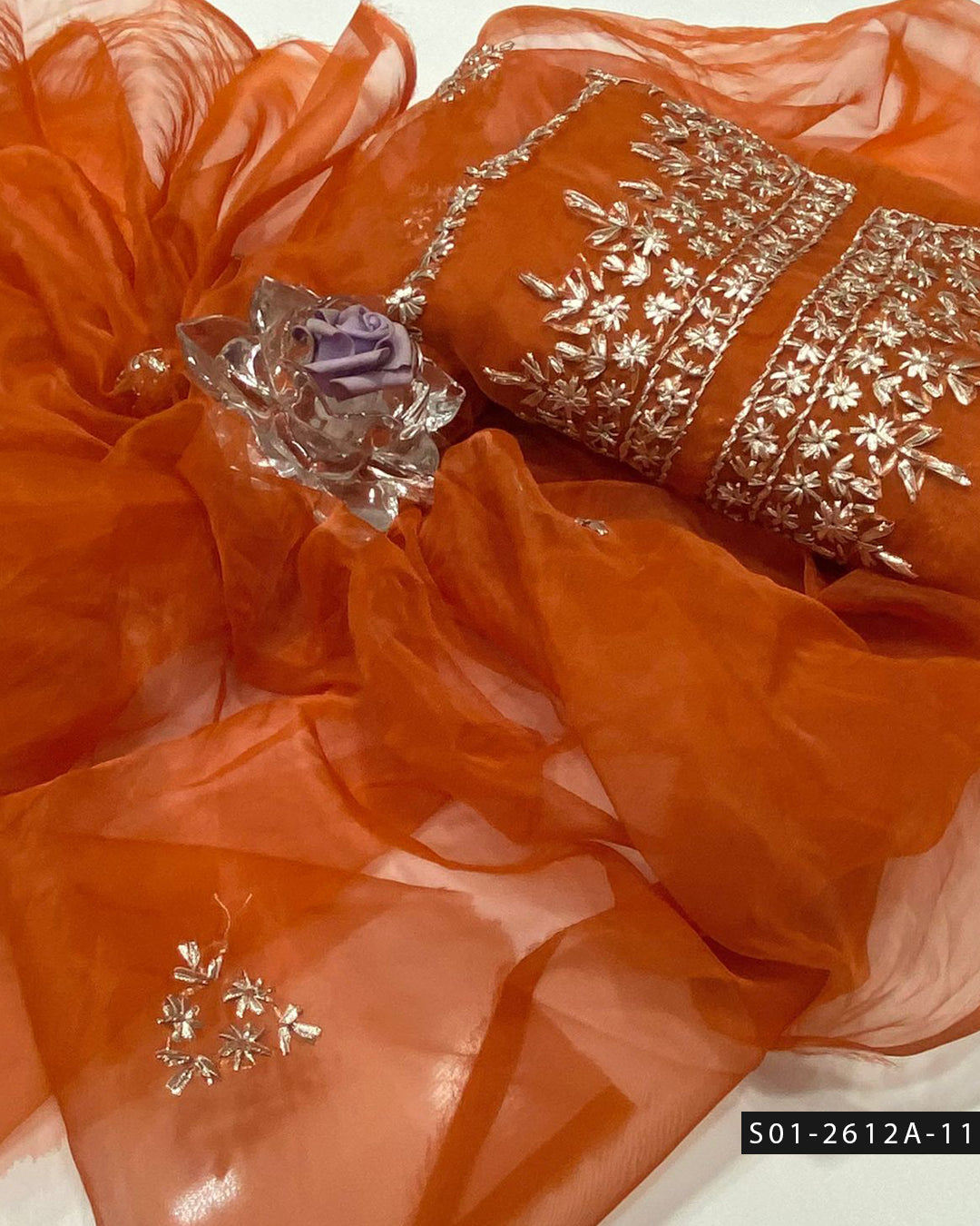 Handmade 2 PC Unstitched Organza Dress Collection