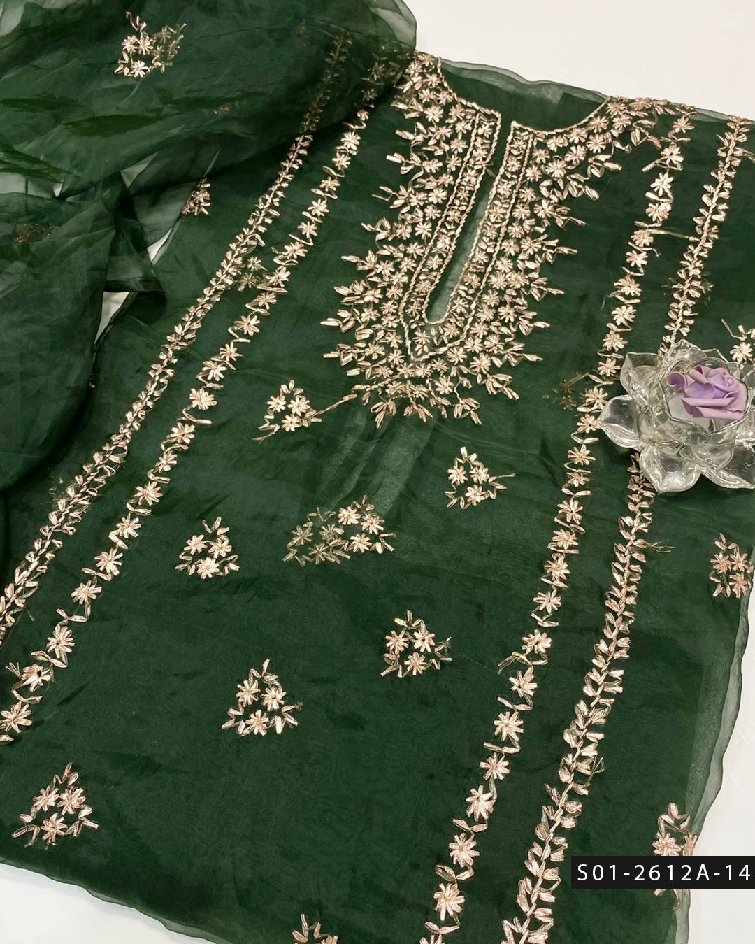 Handmade 2 PC Unstitched Organza Dress Collection